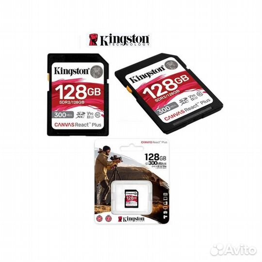 Карта памяти 128Gb UHS-II V90 Kingstone React Plus