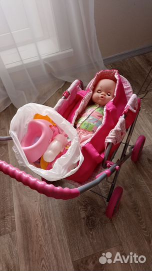 Кукла пупс Baby born и коляска детская для кукол