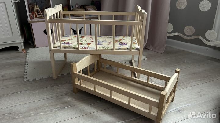 Кровать деревянная кукольная двухъярусная
