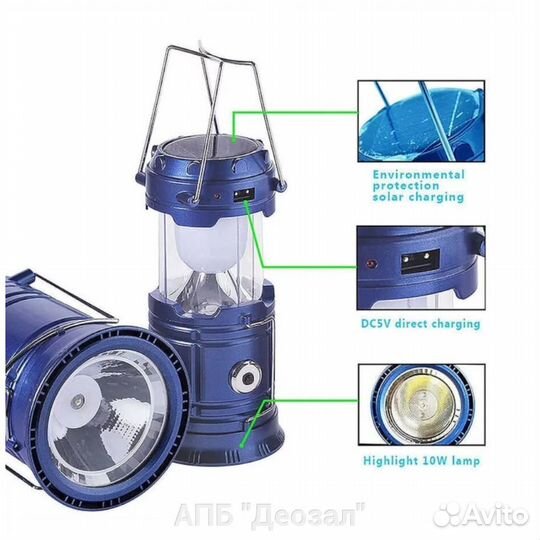 Фонарь кемпинговый светодиодный с з/у
