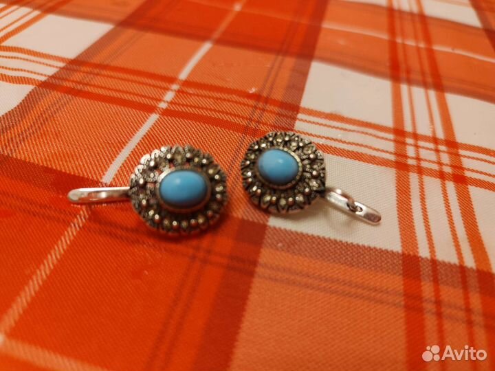 Серебряные серьги СССР винтаж
