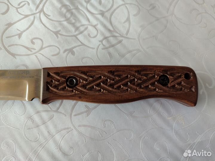 Нож ручной работы Кизляр охотник в кожаном кейсе