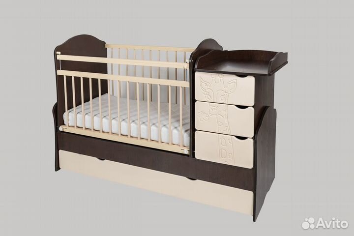 Кровать-трасформер № 2 с фрезой Жираф венге-ваниль