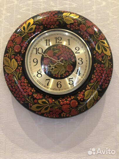 Часы хохлома настенные СССР роспись авторская