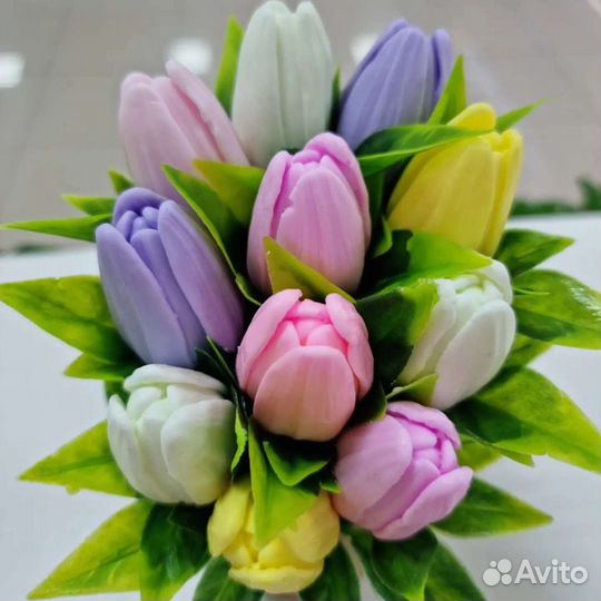 Мыло ручной работы/ Букет из мыла Тюльпаны