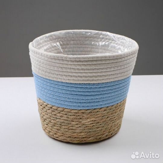 Кашпо плетеное 'Намибия', 25,5х25,5х23 см, натурал