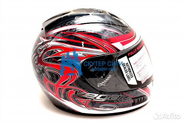 Шлем интеграл vega altura Slayer красный-черный гл