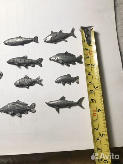 Рыба фигурки коллекция металл набор 15 Шт