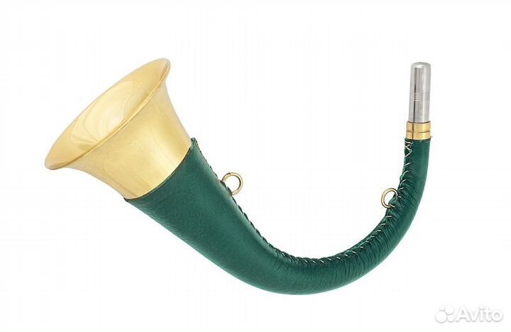 Горн охотничий, кожаная отделка 45 см (45roundgr)