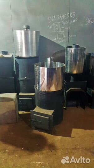 Печка в баню из трубы, с выступом листовой стали