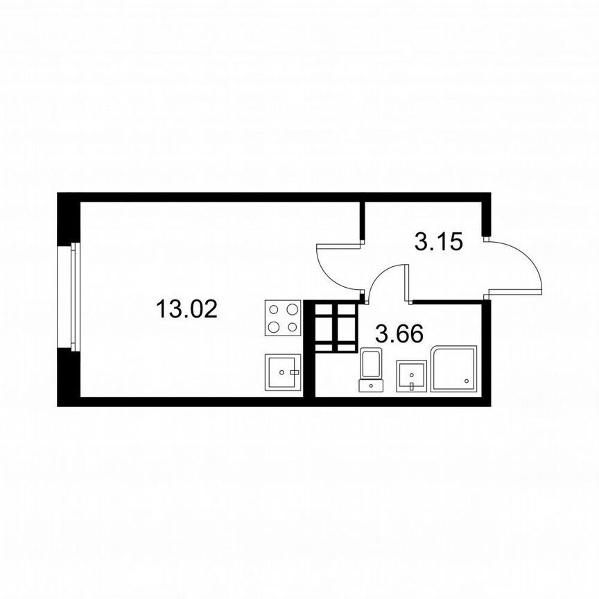 Квартира-студия, 19,8 м², 9/9 эт.