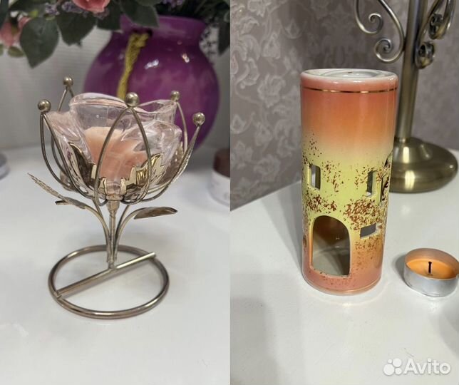 Подсвечник цветок и аромалампа бу
