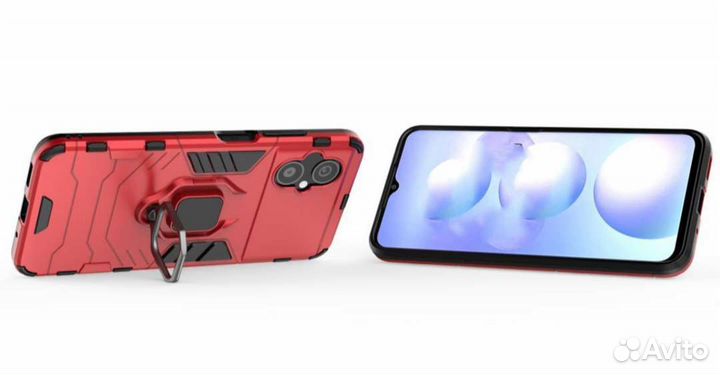 Чехол противоударный для Xiaomi Poco M5, красный