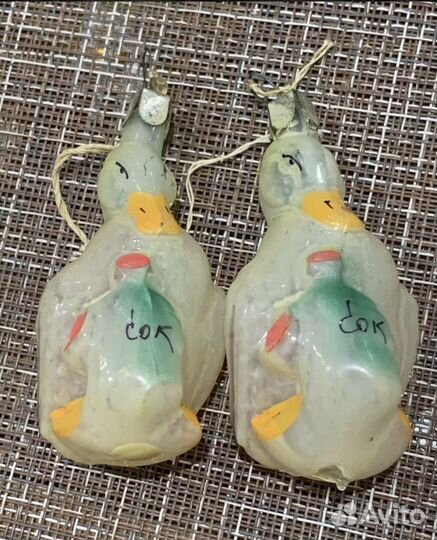 Ёлочная игрушка ссср. утка С соком