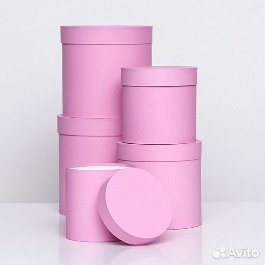 Набор круглых коробок 5в1 'Краски', розовый, 25 х