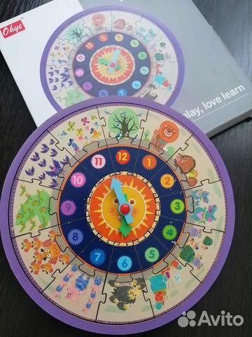 Детские развивающие часы пазлы 2 в 1