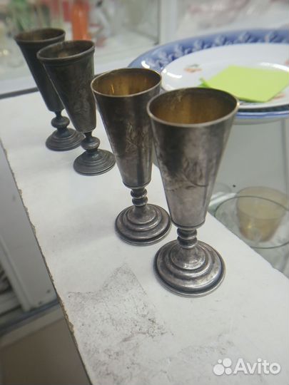 Серебряные рюмки 4 шт. 2 шт 84 проба царские