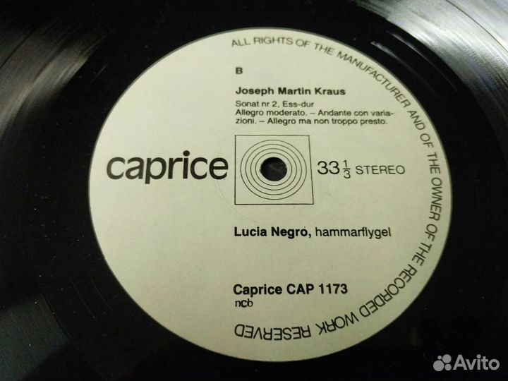 Joseph Martin Kraus Lucia Negro винил Швеция 1979