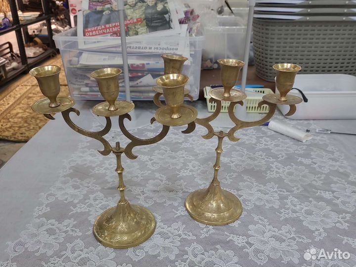 Подсвечник латунь индия пара