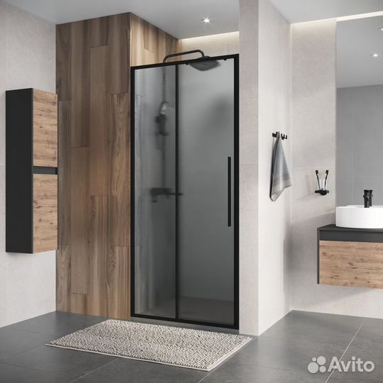 Душевая дверь Niagara Nova 120 NG-84-L12CHB профиль черный матовый/стекло шиншилла