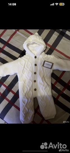 Теплый, вязанный комбинезон, новый