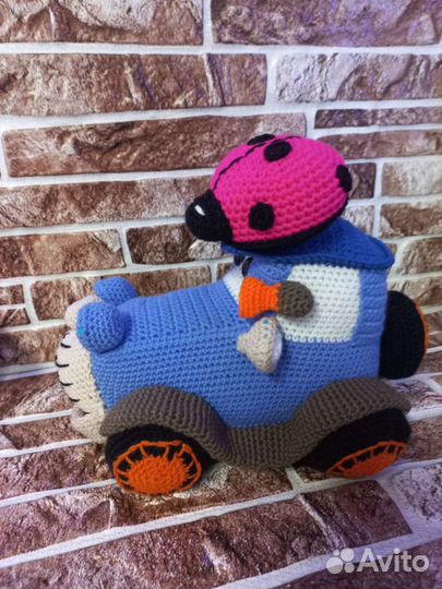 Игрушка синий трактор#вязаная игрушка #