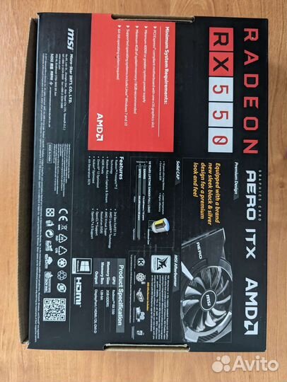 Видеокарта MSI AMD Radeon RX 550 aero ITX OC 2Gb
