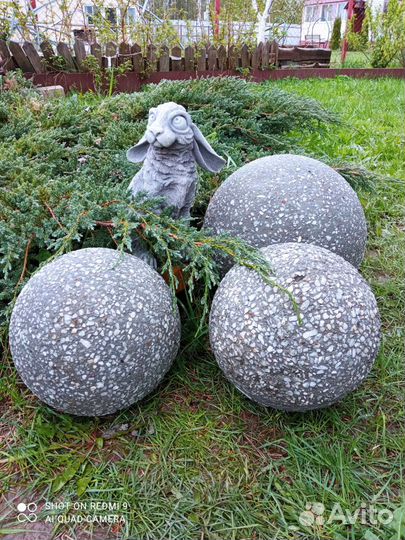 Шар бетонный с декоративной щебенкой/сад фигуры