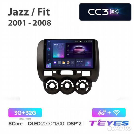 Магнитола Teyes 2K CC3 для Honda Fit/Jazz 2002-200