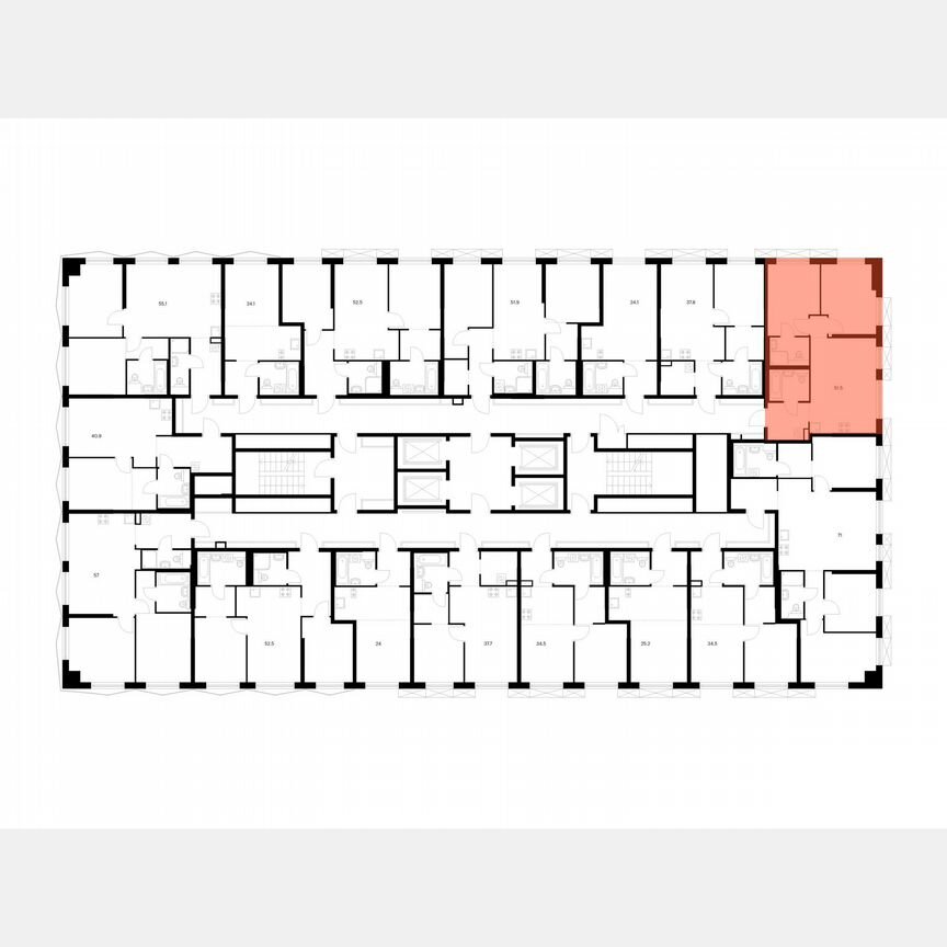 2-к. квартира, 51,5 м², 18/31 эт.