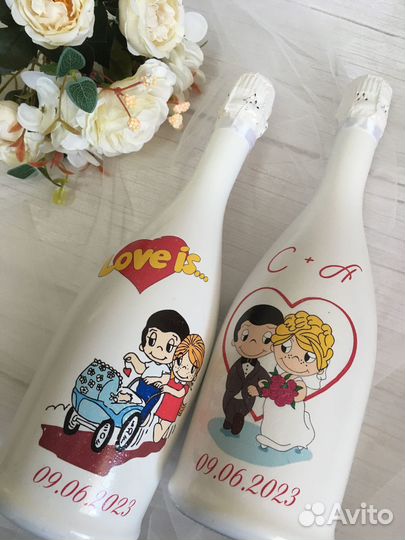 Свадебные бутылки Love is
