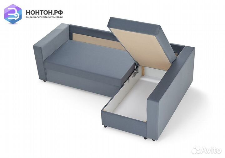 Диван угловой дельфин Мансберг лайт серый