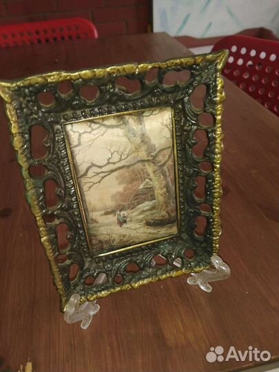 Шелкография в рамке из бронзы