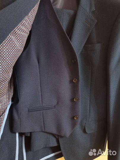 Мужской костюм тройка синий