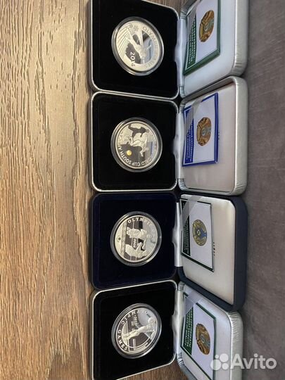 Набор серебряных монет спорт 14 шт