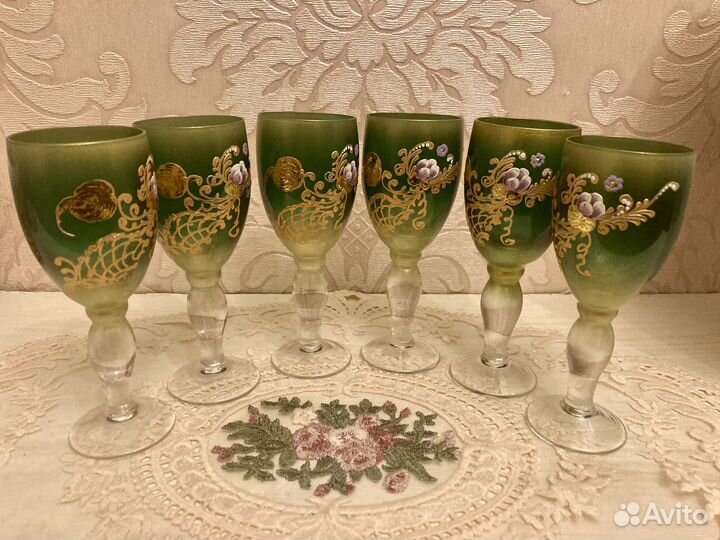 Богемские винтажные хрустальные рюмки