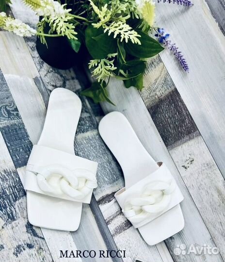 Летние шлепки мюли белые новинка