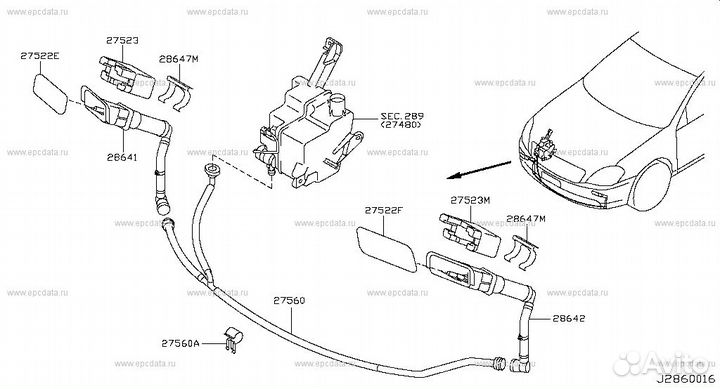 Кронштейн форсунки омывателя фары Nissan Teana