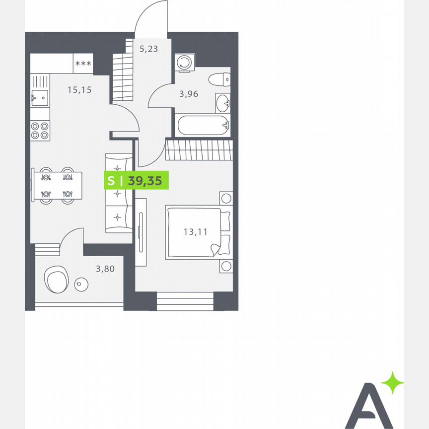1-к. квартира, 39,4 м², 3/12 эт.