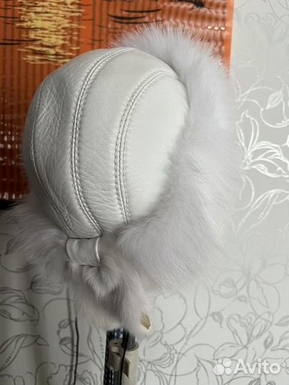 Шапка натуральная кожа, песец