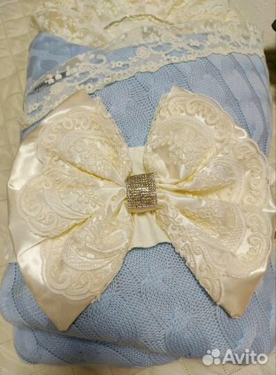 Конверт на выписку с шикарным бантом зимний (новый