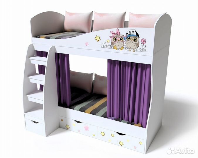 Кровать 2-х ярусная (коллекция мебели Совята)