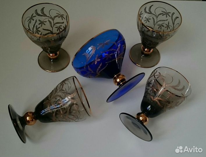 Винтаж Цветное стекло Богемия Чехословакия