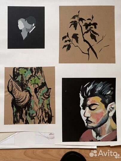 Этюды натура наброски графика академ