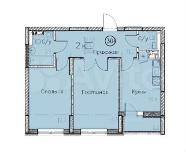 2-к. квартира, 56 м², 8/15 эт.