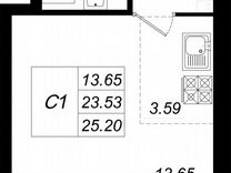 Квартира-студия, 25,2 м², 9/10 эт.