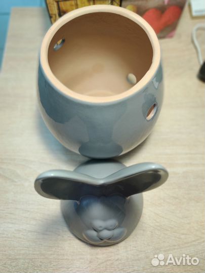 Заяц банка для хранения чеснока из керамики