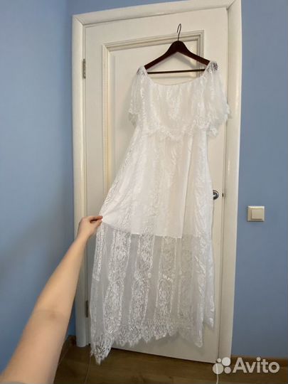 Белое летнее платье / кружевное / +size
