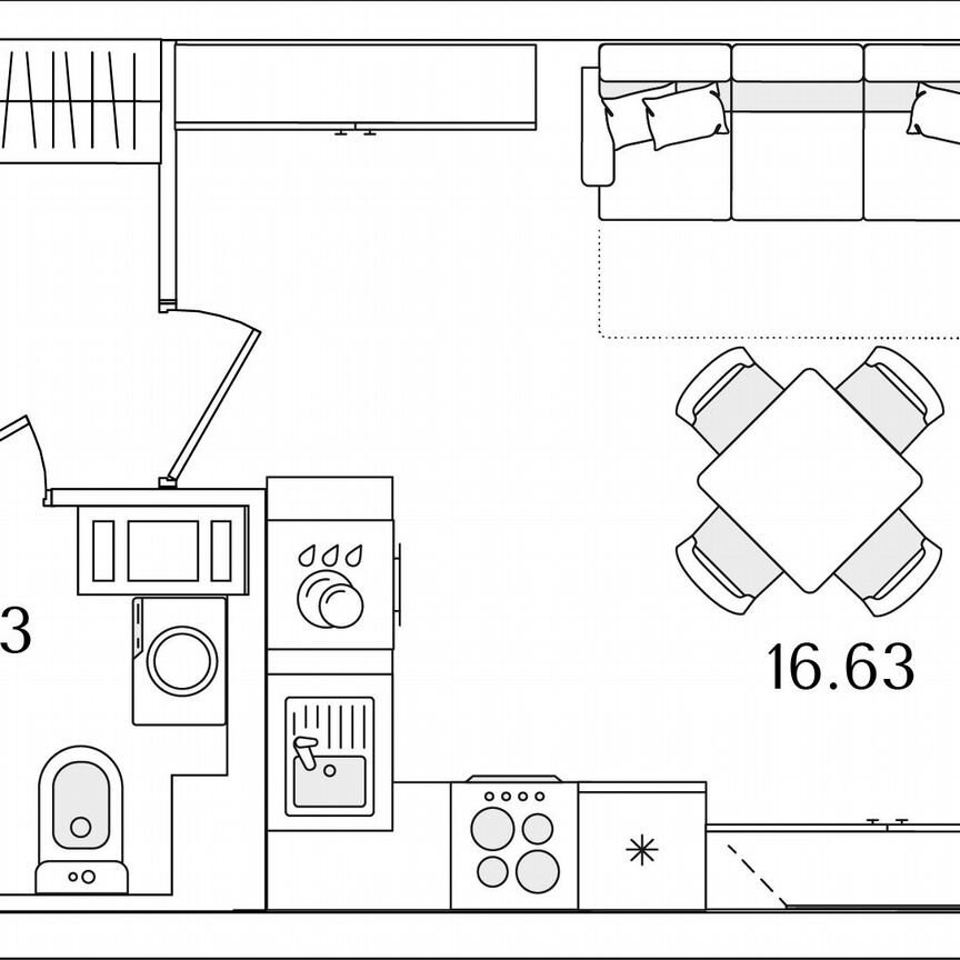 Квартира-студия, 24,9 м², 9/9 эт.