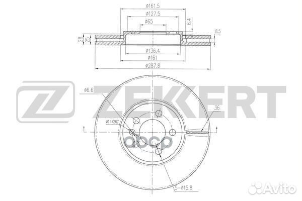 Диск торм. перед. Audi A1 10- A3 96- Skoda Fabia
